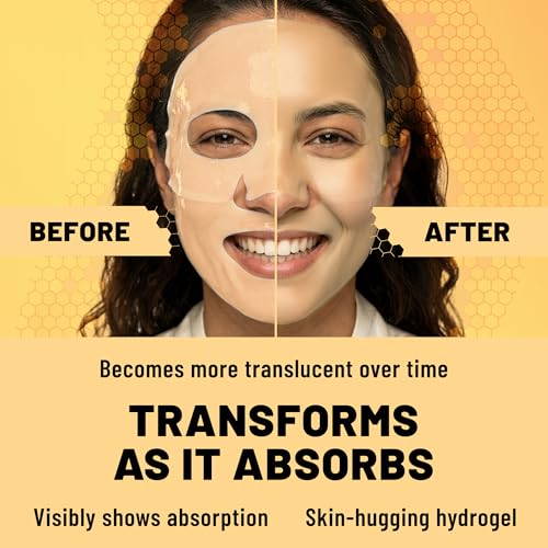 Image of TOLEVITA Turmeric & Vitamin C Bio-Collagen Face Mask for Brightening & Radiance - 6 Pack, Overnight Hydrogel Mask for All Skin Types (Yellow)