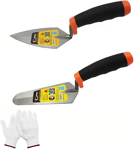 Juego de 2 palas de señalar, construcción con pala de albañilería de mango suave, pala de yeso, utilizada en construcción al aire libre e interior,