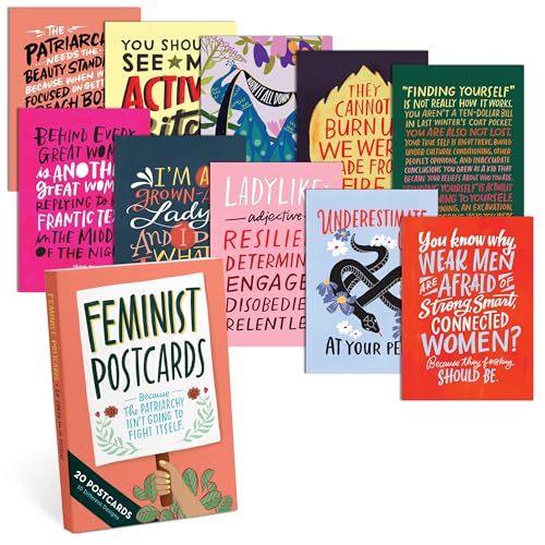 Em & Friends Feminist Postcard Book, 20 Postcards (2 Each 10 Styles)