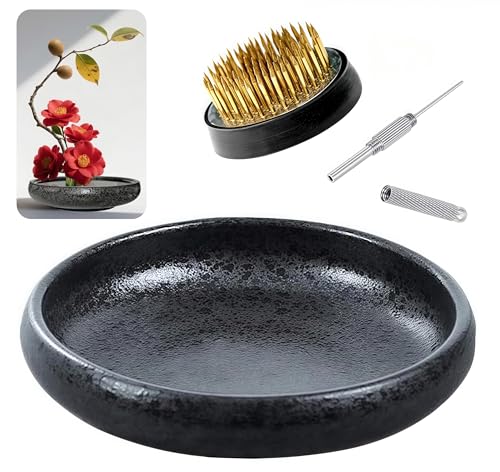 Japanese Ikebana Vase Kit, Flower Shallow Container Ceramics Ikebana Vase