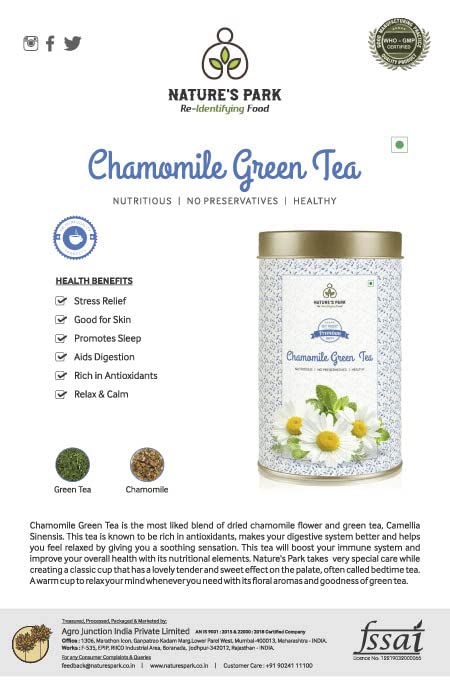 Image of NATURE'S PARK Chamomile Green Tea And Ginger Tea Can (2x100) Gram Combo Pack Of 2