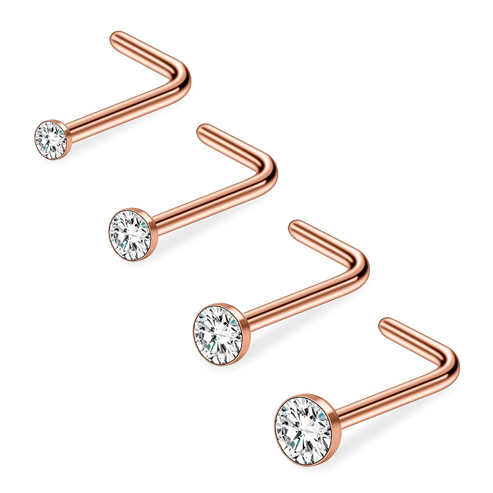 PunkTracker 20G 1.5mm 2mm 2.5mm 3mm 3.5mm 4mm Nose Rings, 4-12Pcs Clear Diamond CZ Nose Studs Nose Piercings Jewellery — view 11