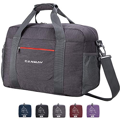 Travel Duffel Bag, 55L Foldable Duffel Bags for Luggage Sport Gym Duffel Weekender Overnight Bag for Men Women Water-proof (Grey)