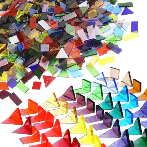 Lanyani Large-Size Colorful Transparent Stained Glass Mosaic Tiles Assortment Bulk,