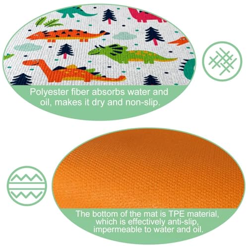 Alfombrillas de cocina de dinosaurio VAPOKF lavables y absorbentes pack de 2 6