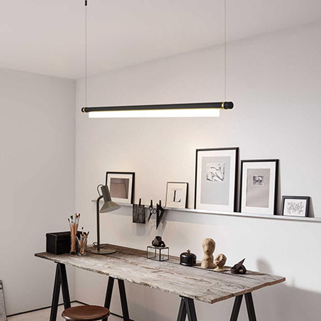 Lampada a sospensione a LED Tavolo da pranzo Striscia Lampada a sospensione Lampada a sospensione regolabile in altezza 6000K Lampadario in metallo a luce bianca Cucina Isola Bar Sala da pranzo