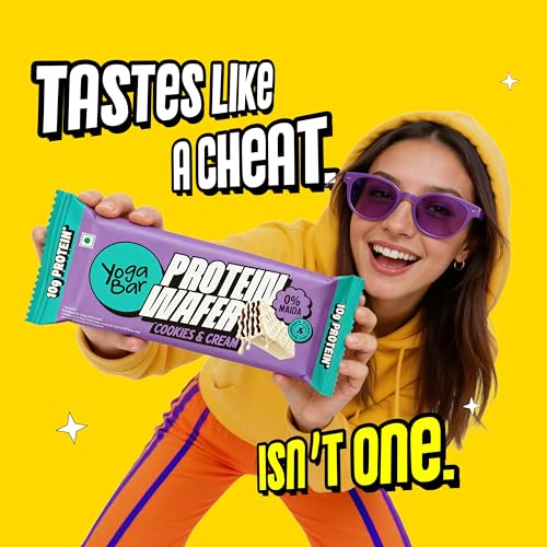 Image of Yogabar 10g Protein Wafer Bars Variety Pack | Strawberry Pop, Dark Chocolate & Cookies & Cream | Crunchy High Protein Bars | 0% Maida | Made with Goodness of Millets and Multigrain | 40g Each | Pack of 10