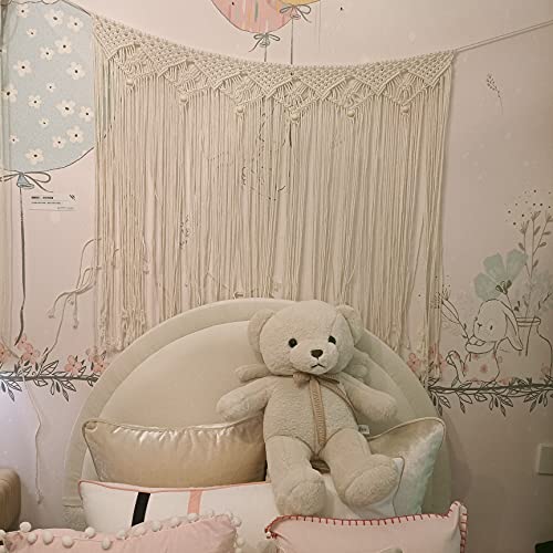 Kiido Macrame Wall Hanging, Hanging Wall Tapestry Large Bohemian Wall Decoration Macrame Curtain Fringe Backdrop Wall Decor For Wedding Living Room Bedroom Gallery, 38"X 33" #TOP4