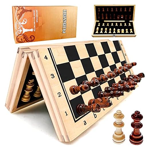 YJZ Chess Set 12” Folding Wooden Set with Magnetic Chess, Perfect Choice for Children and Adult Travel Chess Sets, Set with Storage Slot Includes 2 Extra Queens, Birthday for Rewards Beginners