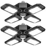 2-Pack Garage Light, 100W LED Garage Light E26/E27 Garage Lights Ceiling LED, 6500K Deformable...
