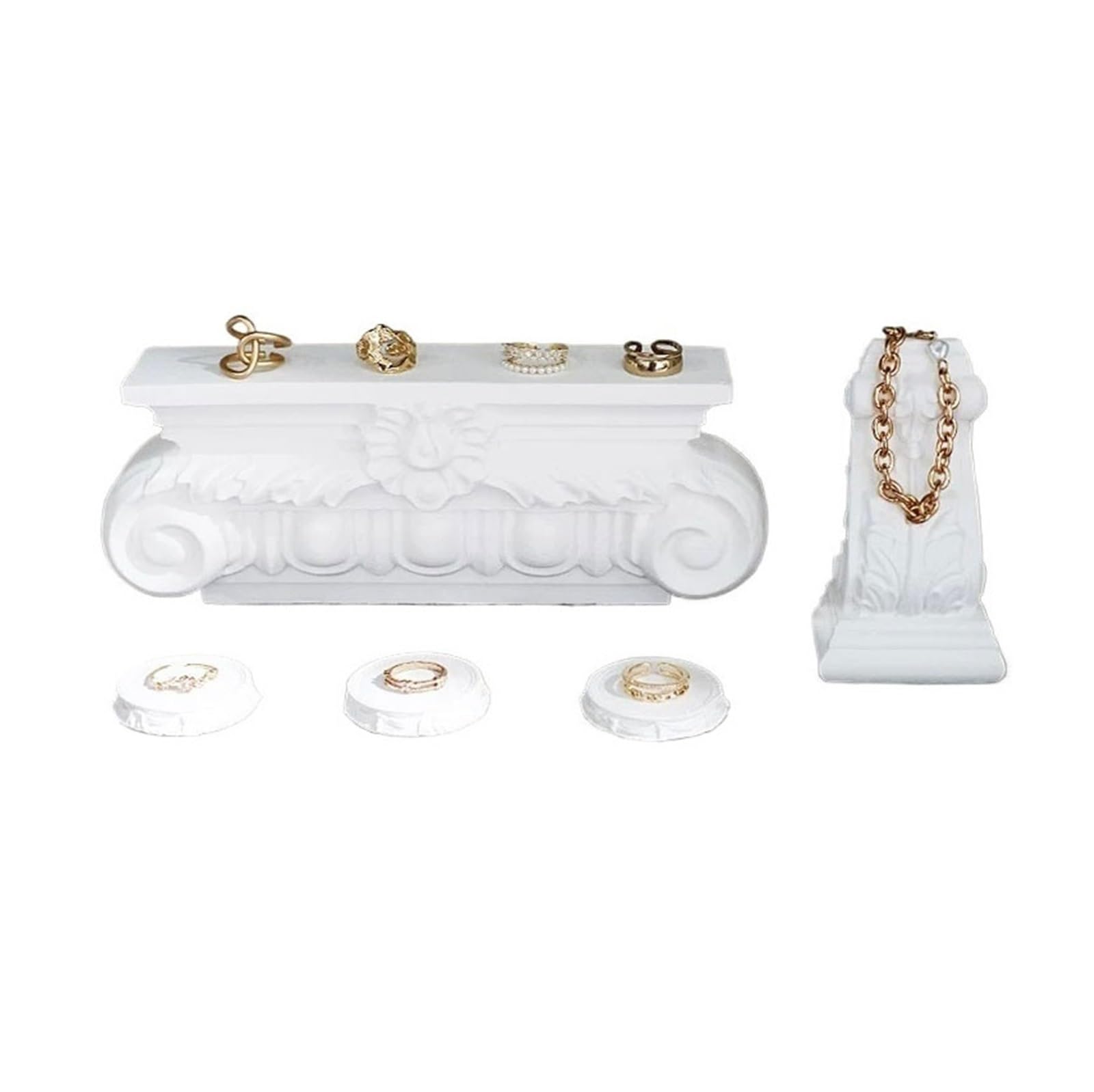 Estetyka 5 Pack Roman Column Gypsum Jewelry Display Stand Set