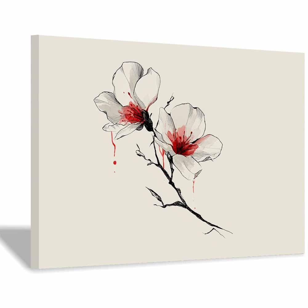 ZAMAEIU Landscape Wall Art Painted flowering branch Modern Canvas Print On Artwork, Suitable for living room, bedroom, for Kids Room Decoretc.(beige)-70x100cm Framed