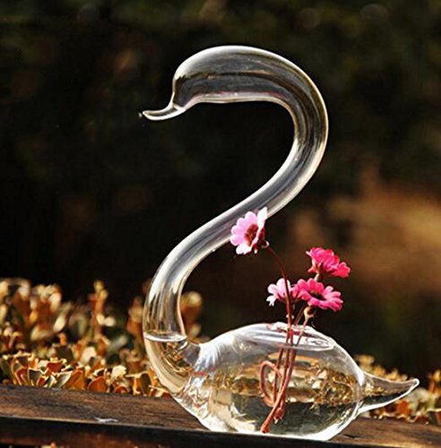 Unigift A Pair Of Transparent Glass Swan Vase For Valentine Wedding Lovers Gift Household Home Decor #TOP2