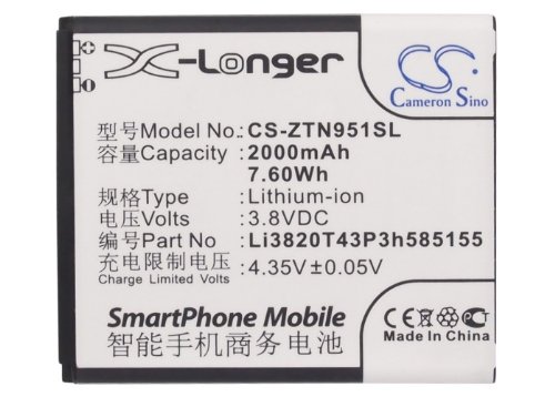 XSPLENDOR XPS Battery for Z795G, Z932L, ZTE Li3820T43P3