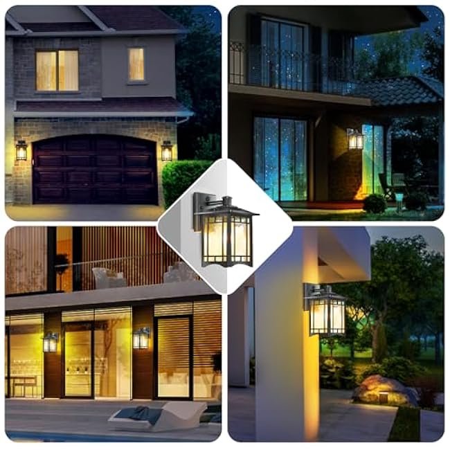 Dusk to Dawn Outdoor Lighting Fixtures Wall Mount, Exterior Front Porch Light with Anti - Rust Feature, Black Wall Sconce Lamp, Waterproof Wall Lantern, Outside Coach Lights for House, Garage, Doorway