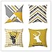 Poszewki na poduszki 55 x 55 cm, zestaw 4 poszewek na poduszki, miękki aksamit dwustronny nadruk żółta i szara poszewka na poduszkę, kwadratowa poszewka na poduszkę na sofę, z niewidocznym zamkiem błyskawicznym dekoracyjne poszewki na poduszki 56 x 56 cm