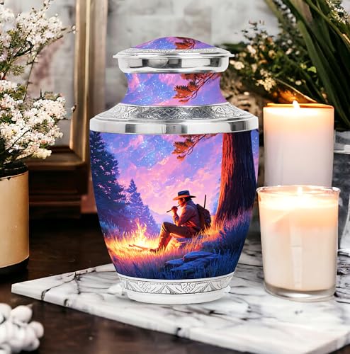 Image of Cowboys Urn Decorative Urns for Ashes 1 Large & 4 Small | Large Burial Urn, Funeral for Mom & Dad, Cremation for Ashes