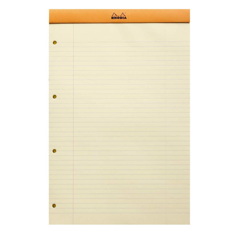 Bloc N°119 orange 210x318 A4 80 feuilles 80 g/m² ligné marge perforation 4 trous