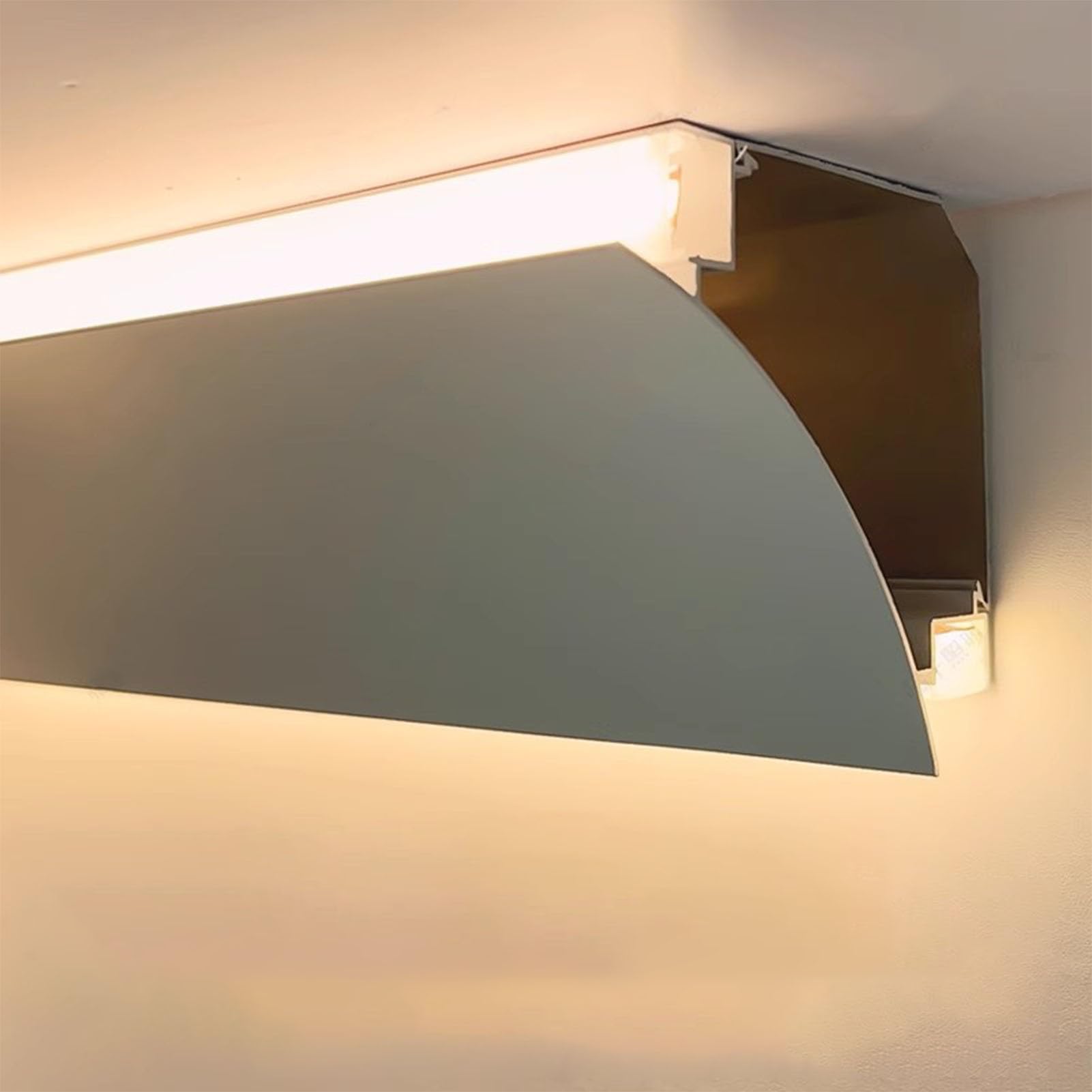 Oracra Crown Moulding V Shape Crown Molding Indirect Lighting, 50 30 26 15 10 8 6 5 Ft Aluminum Profile Corner Channel with Cover, Double Side Led Strip Lighting Track(1.7m(5.5ft))