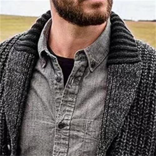 Mens Cardigan Sweaters Long Sleeve Shawl Collar Button Down Open Front Knit Cardigans Casual Warm Sweater3