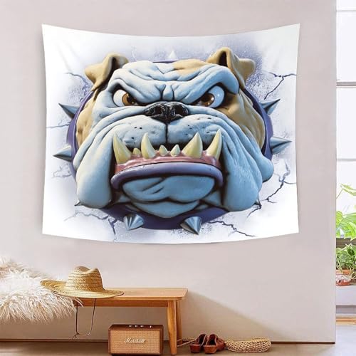 Tapisserie bouledogue 3D MJFCoin contre les murs nus tissu mural salon chambre 230cm
