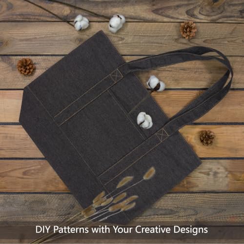 Image of TOPDesign 1-Pack Canvas Tote Bag with an External Pocket, Reusable Grocery Shopping Bag, Top Zipper Closure, Daily Essentials (Washed Black Denim)