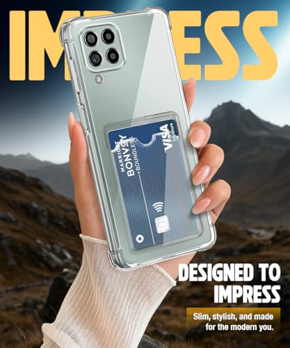Image of WOW IMAGINE Transparent Back Cover Case for Samsung Galaxy M53 5G | Flexible Built-in Slim Card Pockets Wallet | 360 Camera Protection TPU | Soft Silicone Mobile Cover - Transparent