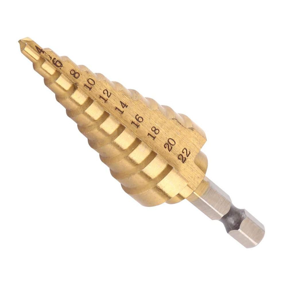 4 - 22mm acier à grande vitesse titane Coated Step Drill High Speed Steel 1 / 4 "poignée hexagonale changement rapide de foret conique métal plastique bois trou fraise
