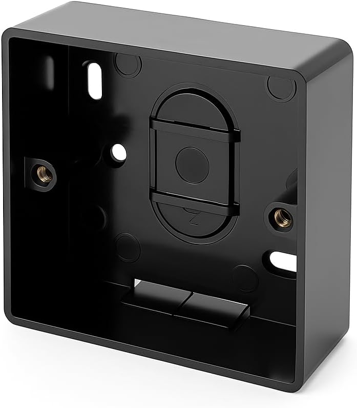 SHPELEC® Black Surface Mounted Pattress Box - Single/Double, Stylish and Durable Box for Mounting Electrical Devices, BS 5733 Compliant (1 Gang (Single))