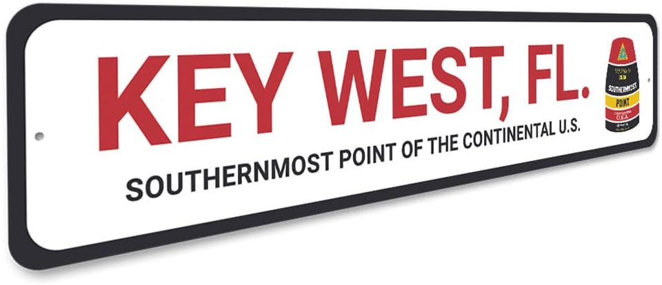 Key West, FL. Southernmost Point of The Continental U.S, Popular Key West Buoy Marker, Sign for Beach House Decoration Aluminum Sign - 3" x 13" image 3