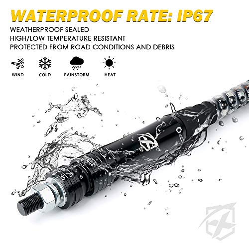 Xprite 5 Ft Red Led Spiral Whip Lights, W/American Flag Safety Flexible Antenna Pole Whip Lighting For Offroad Jeep Sand Dune Buggy Utv Atv 4X4 Polaris Rzr Trucks Yamaha Can-Am Maverick X3 #TOP5