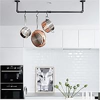 Vista 18 de Perchero de pared de 48 pulgadas, barra de ropa industrial de hierro con estante superior (tabla de madera no incluida)