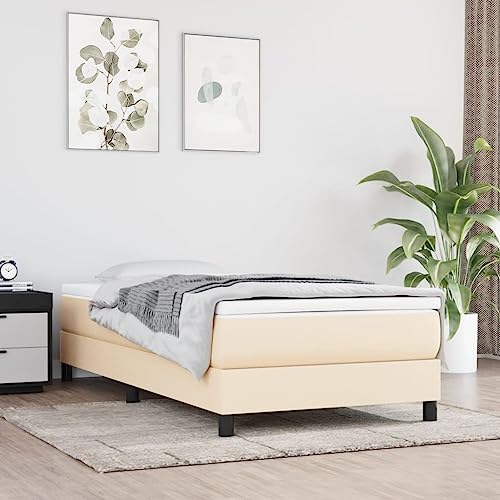 AJSEOYBS Bettrahmen,Bettlattenrost,Plattformbett,Boxspringbett Creme 80x200 cm StoffGeräuschlos,Geeignet für Schlafzimmer Leicht zu installieren