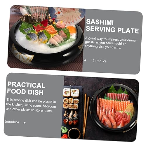 Plato japonés para sushi plástico negro redondo miniatura 7