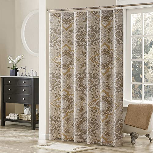 Mvsuta Palermo Khaki Classic Polyester Waterproof Fabric Paisley Shower Curtain,Printed Decorative Taupe Bathroom Curtains,72" W X Extra 96" L #TOP5