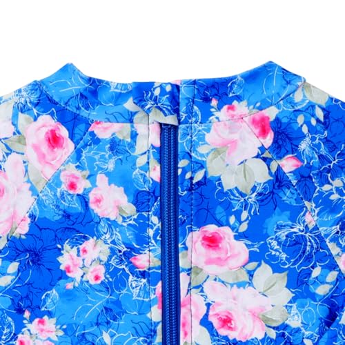 Image of Baby Toddler Girl Long Sleeve Ruffle Swimsuit One Piece Zipper Rash Guard Bathing Suit with UPF 50+ Sun Protection