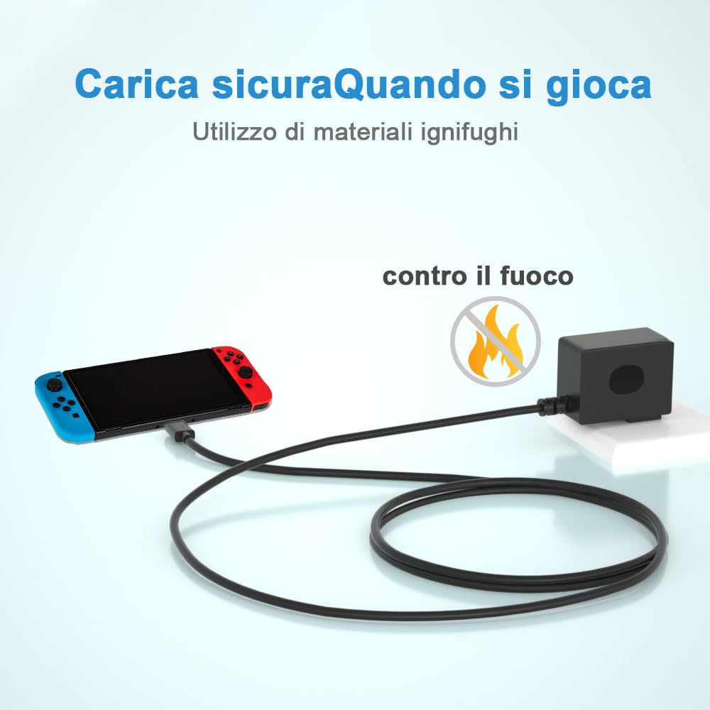 Cargadores Switch para Nintendo Switch/Switch Lite/Switch OLED, adaptadores de Carga rápida 15v 2.6a, con Cable de Cargador 5ft, Soporte para el Modo de televisión