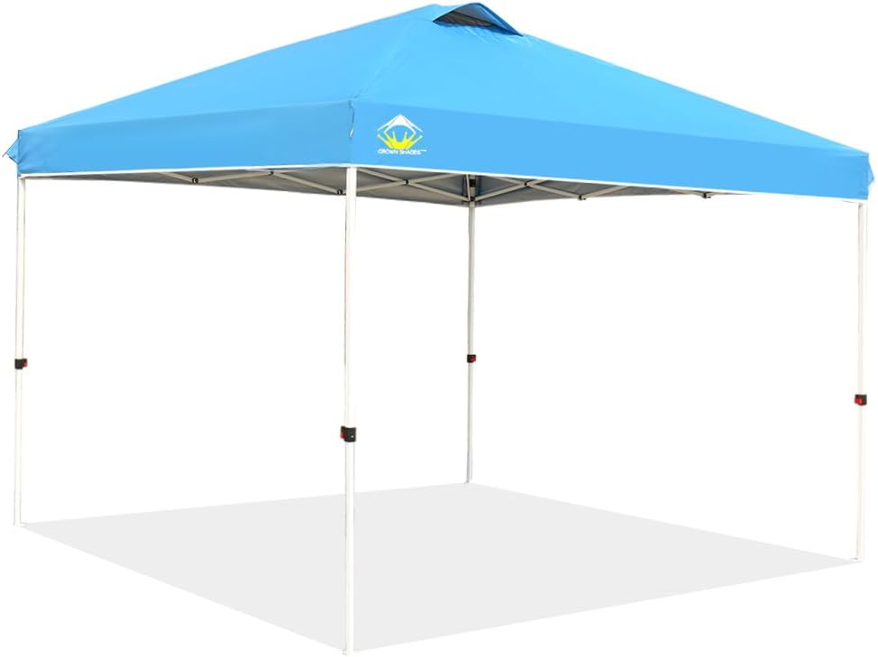 CROWN SHADES 10ft x 10ft Outdoor Pop up Portable Shade Instant Folding Canopy with Carry Bag, Sky