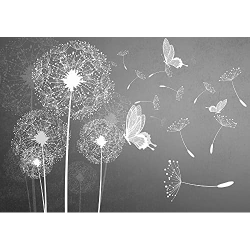 FORWALL Fototapete Vlies - Tapete Moderne Wanddeko Pusteblumen und Schmetterlinge VEXXXL (416cm. x 254cm.) AMF10158VEXXXL Wandtapete Design Tapete Wohnzimmer Schlafzimmer
