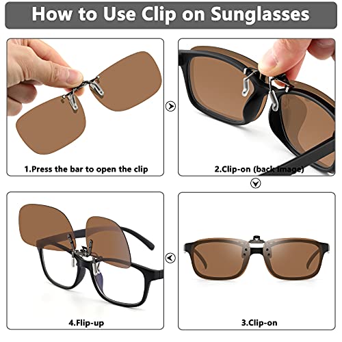 Image of CAXMAN Polarized Clip On Sunglasses Over Prescription Glasses for Men Women UV Protection