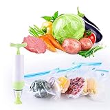 Liseng Sous-Vide Bags Kit de esenciales para cocina Anova, congelador y bolsas de agua reutilizables, 10 bolsas selladas al vacío con 1 bomba de mano, 2 clips de sellado y 4 clips Sous-Vide