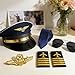 NANXJIUR Airline Pilot Costume Accessories Set - Airline Pilot Captain Costume Kit with Aviator Sunglasses and Necktie Halloween Dress Up Accessories Set