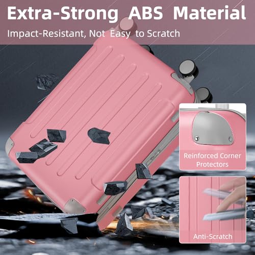Image of LARVENDER Luggage Sets 6 Piece Hardshell Expandable Suitcases with Spinner Wheels TSA Lock, Lightweight ABS Travel Carry On Luggage Set for Women, Pink Grey