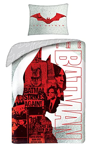 Halantex Juego de cama de Batman, 140 x 200 cm + 70 x 90 cm, 100% algodón