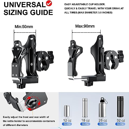 iMESTOU Motorcycle Cup Holder, ATV Water Bottle Holder, Compatible with 50-90 mm Diameter Cups and Drinking Bottles - Image 2