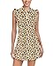 WOWENY Womens Tennis Golf Dress with Shorts and Pockets Workout Athletic Sport Sleeveless Dresses Collared Pickleball Petal Sleeve Outfits(Leopard-132,S)