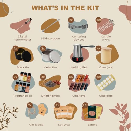 image for SoftOwl Premium Soy Candle Making Kit with Electric Melter - Soy Wax, 