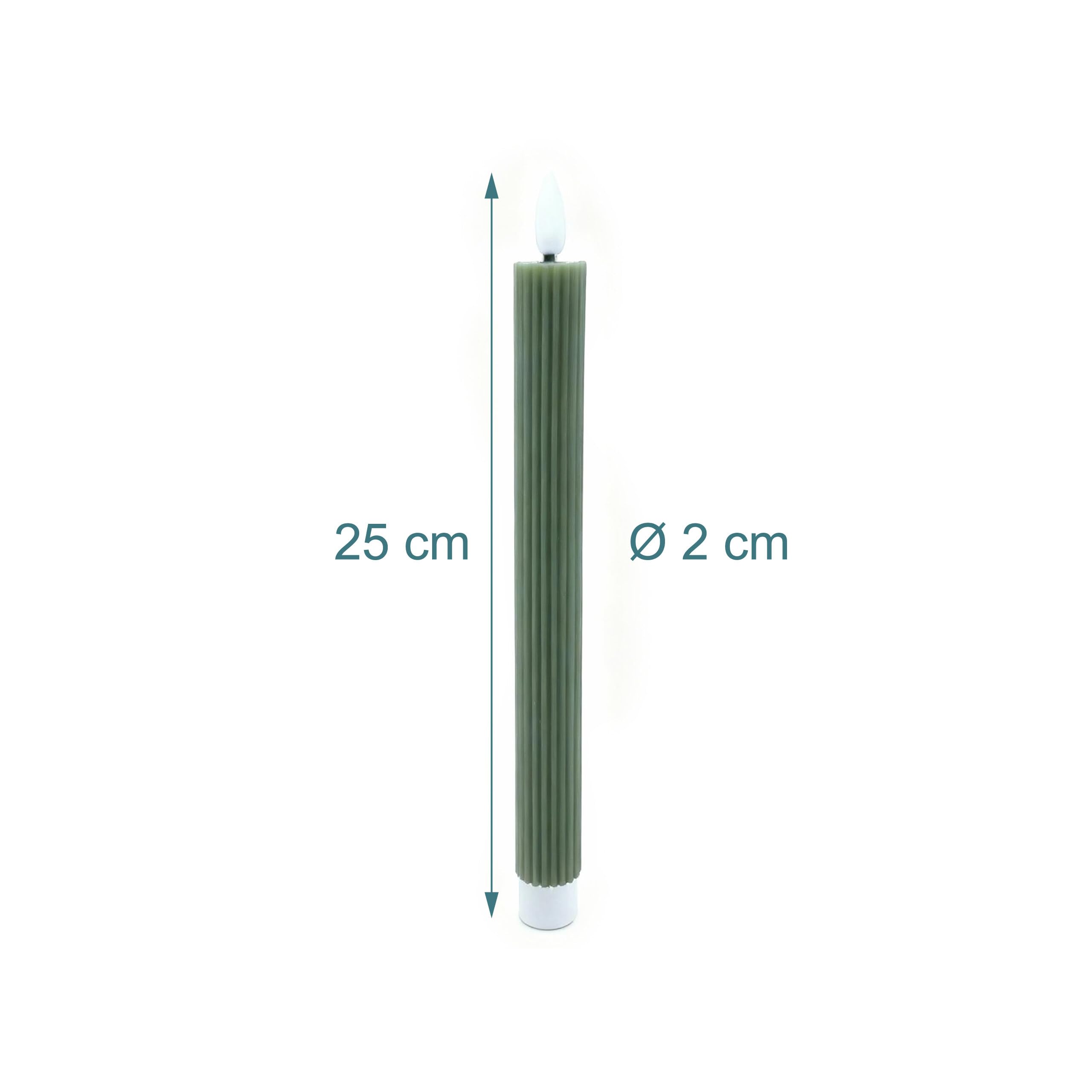 Relaxdays Set de 6 Velas LED Caqui, Llama Parpadeante, Cera auténtica, con Ranuras, 25 x 2 cm