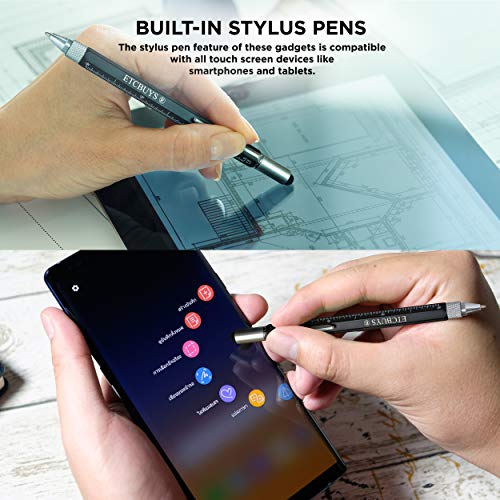 Screwdriver Pen Pocket Multi-Tool 6 in 1 – Multi-Functional & Sturdy Aluminum DIY Tool, With Screwdriver, Stylus, Bubble Level, Ruler & Phillips Flathead Bit, Unique Gift Idea 2 (1 Black) - Thumbnail 3