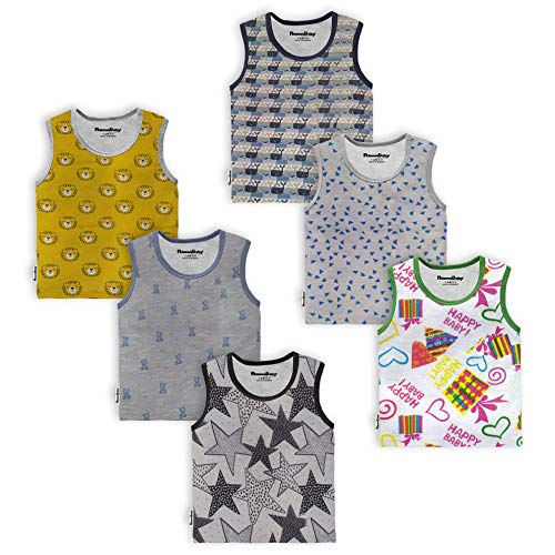 Image of NammaBaby Unisex Baby Boys and Girls Sleeveless Regular Fit T-Shirt Top